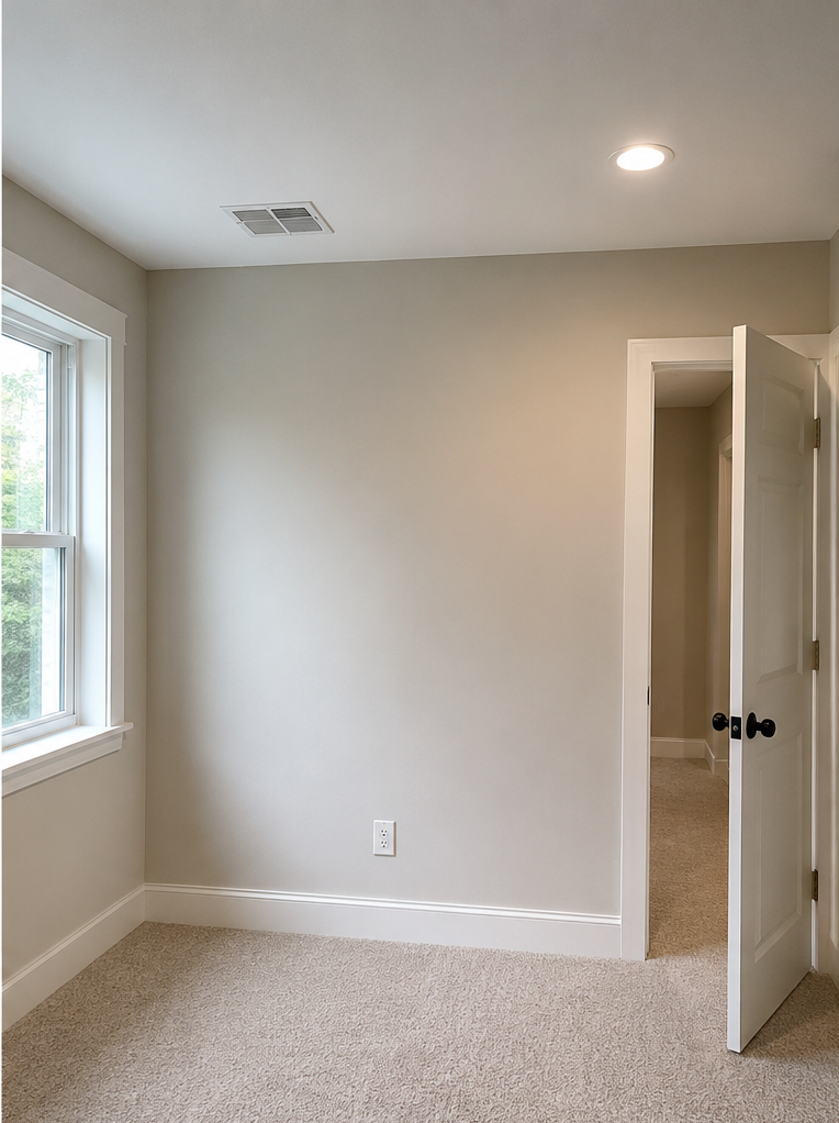 Wall after repair, seamlessly refinished